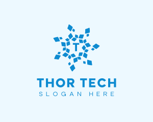 Frozen Tech Snowflake logo design