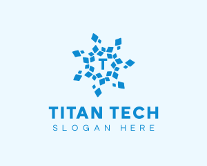 Frozen Tech Snowflake logo design