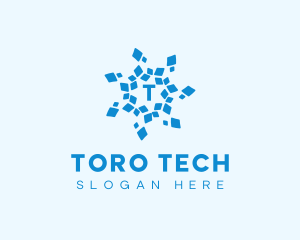 Frozen Tech Snowflake logo design