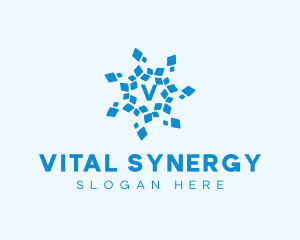 Synergy - Frozen Tech Snowflake logo design