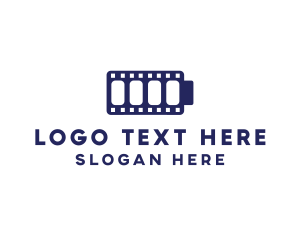 Blue Film Battery Charge logo design