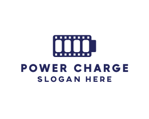 Blue Film Battery Charge logo design