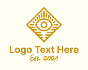 Fortune Telling - Gold Diamond Eye logo design