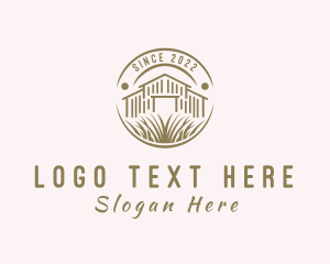 Lodge - Wooden Farm Grass logo design