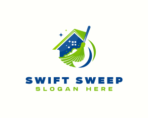 Sweep Cleaning Broom logo design