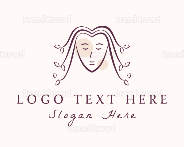 Leaf Hair Woman Logo