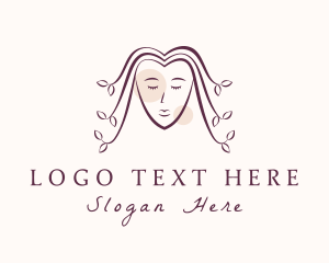 Natural - Leaf Hair Woman logo design