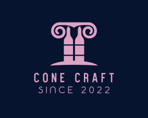 Wine Greek Pillar Bar logo design