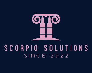 Wine Greek Pillar Bar logo design