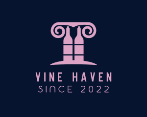 Wine Greek Pillar Bar logo design