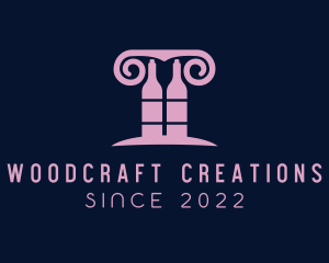 Wine Greek Pillar Bar logo design