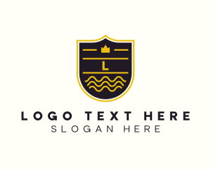 Luxury - Crown Shield Wave logo design