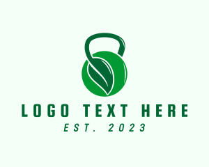 Natural - Natural Leaf Kettlebell logo design