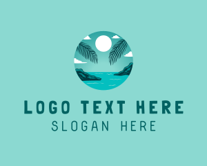Surf - Cozy Summer Beach Palm Tree logo design