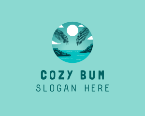 Cozy Summer Beach Palm Tree logo design