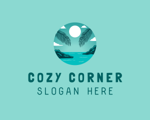 Cozy Summer Beach Palm Tree logo design