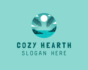 Cozy Summer Beach Palm Tree logo design