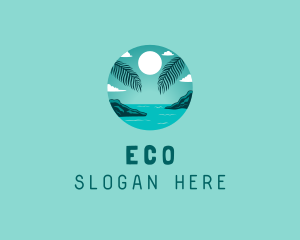 Holiday - Cozy Summer Beach Palm Tree logo design