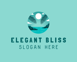 Holiday Getaway - Cozy Summer Beach Palm Tree logo design