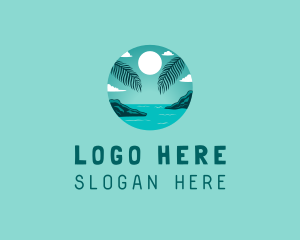 Beach - Cozy Summer Beach Palm Tree logo design