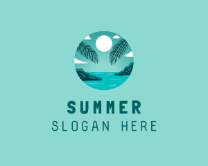 Cozy Summer Beach Palm Tree logo design