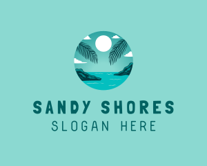 Cozy Summer Beach Palm Tree logo design