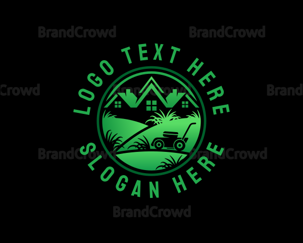 House Lawn Mower Landscaping Logo