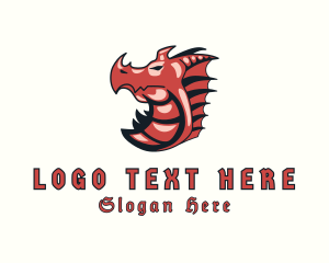 Legendary Creature - Red Dragon Mythical Creature logo design