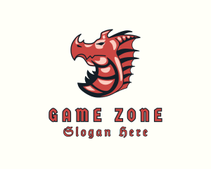 Red Dragon Mythical Creature logo design