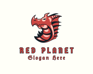 Red Dragon Mythical Creature logo design