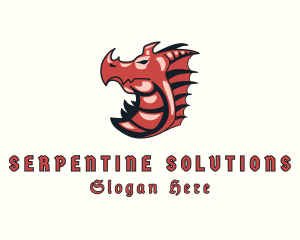 Red Dragon Mythical Creature logo design