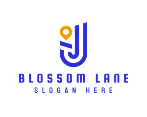 Location Pin Letter J logo design