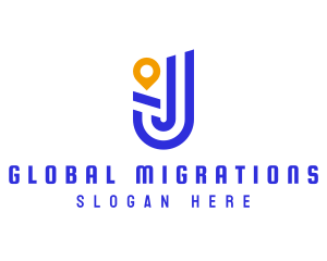 Location Pin Letter J logo design