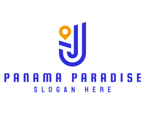 Location Pin Letter J logo design