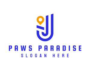 Location Pin Letter J logo design