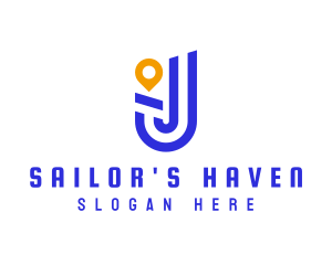 Location Pin Letter J logo design