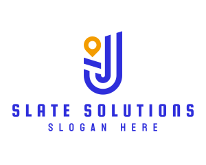 Location Pin Letter J logo design