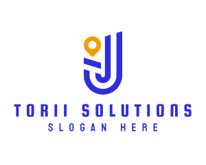 Location Pin Letter J logo design