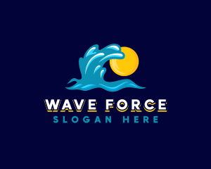 Tsunami - Sun Wave Ocean logo design