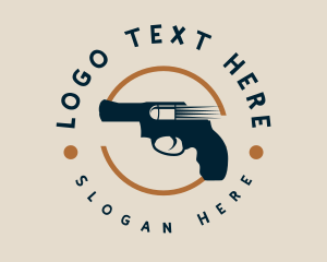 Gun Store - Pistol Firing Emblem logo design