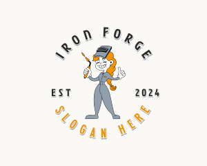 Female Welder Ironworks logo design