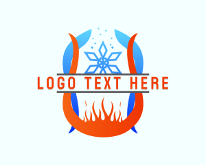 Heating - Snowflake Cooling Fire Heating logo design