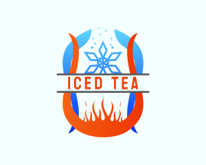 Snowflake Cooling Fire Heating logo design