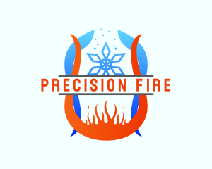 Snowflake Cooling Fire Heating logo design