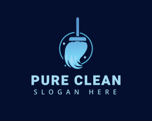 Circle Cleaning Broom logo design