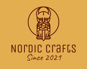 Nordic Warrior Line Art logo design