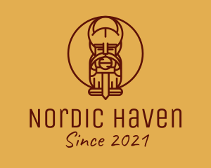 Nordic - Nordic Warrior Line Art logo design