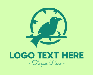 Negative Space - Green Forest Bird logo design