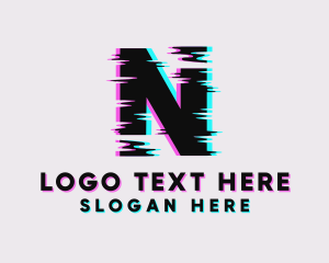 Nightclub - Cyber Glitch Letter N logo design