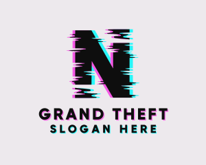 Nightclub - Cyber Glitch Letter N logo design